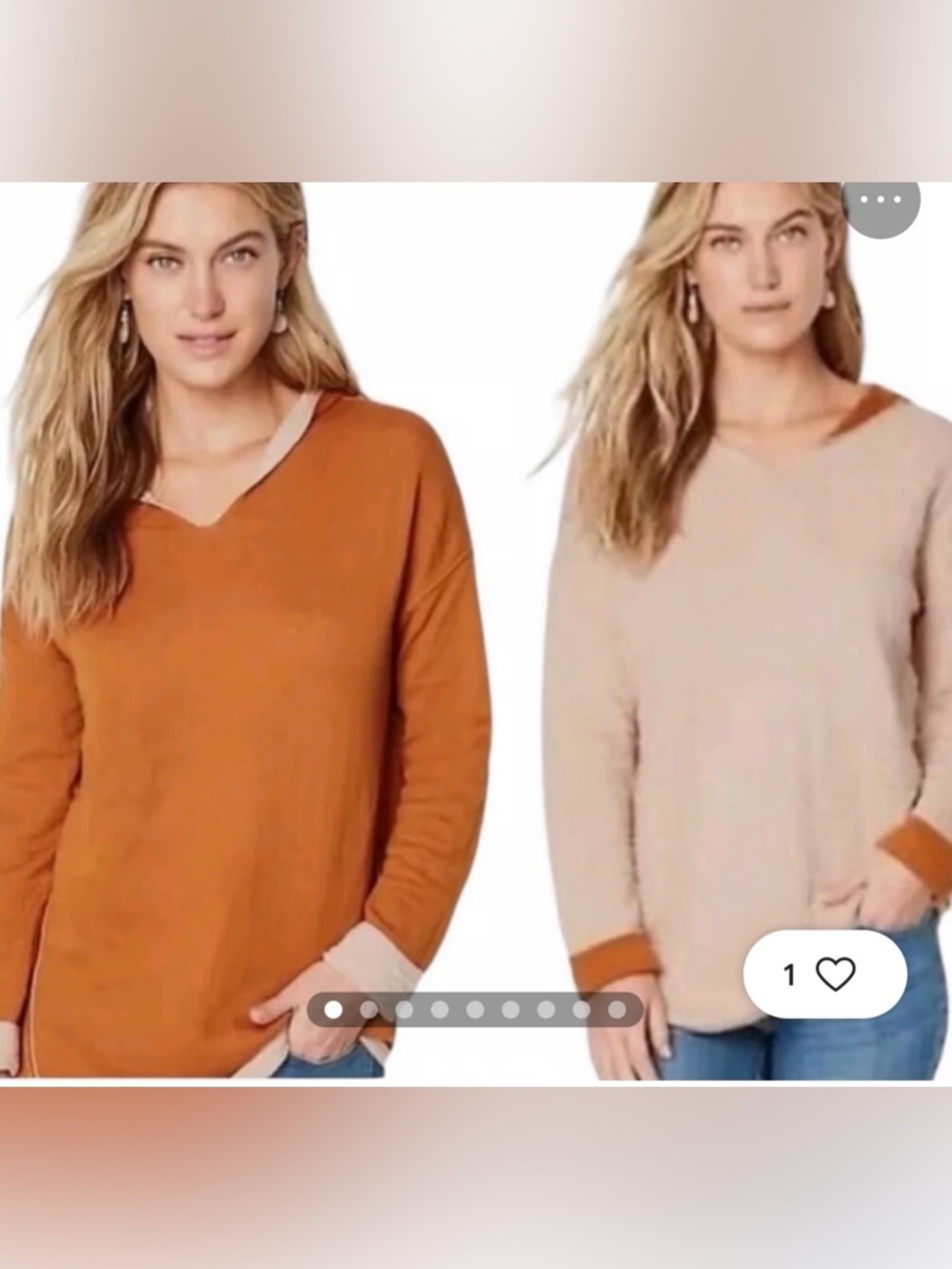 J. Jill Reversible Hooded Top Lg- Beachie Pullover Hoodie Lounge Casual